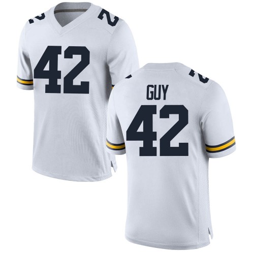 TJ Guy Michigan Wolverines Men's NCAA #42 White Game Brand Jordan College Stitched Football Jersey JOY0054RM